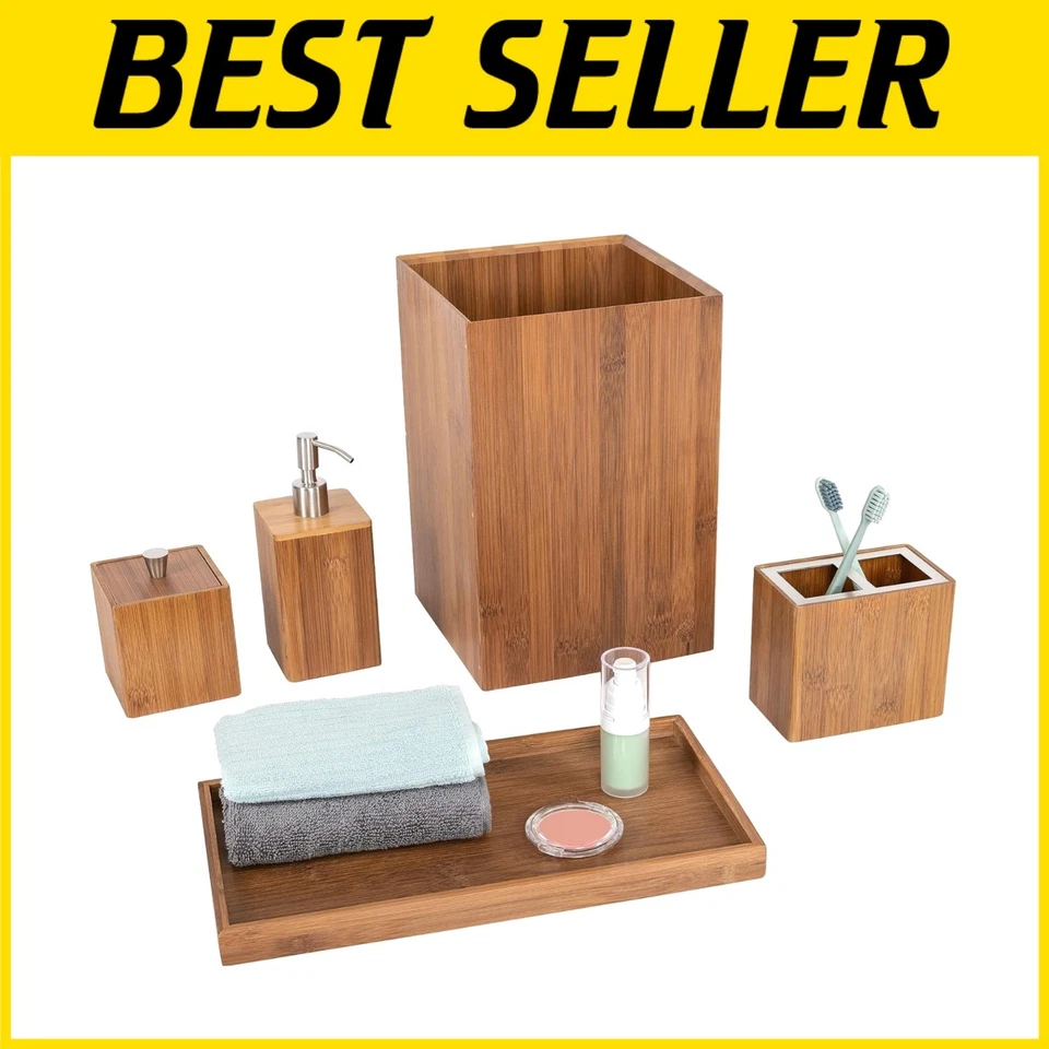 Kit organizador de baño de bambú ecológico Foto 1 de 4