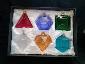 Juego de 6 adornos navideños colgantes en caja forrada de tela en forma de gema 3D - Imagen 1 de 21