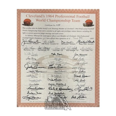 1964 Cleveland Browns Champs Autographed Stock Certificate - PSA/DNA (42 Sigs) - Image 1 of 2