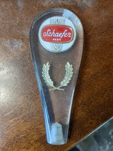 Vintage Schaefer Draft Beer Tap Handle Clear Lucite with Logo 6.25” - Picture 1 of 5