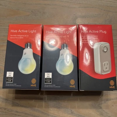 NEW 2 Hive Active Light Light Bulbs & 1 Active Plug - Works w/ Alexa & Google - Image 1 of 4