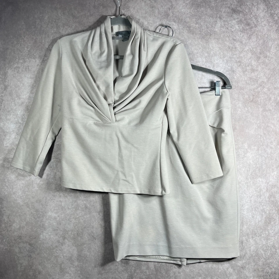 Conjunto de Falda Eccoci Para Mujer Talla 6 Tostado Tejido Top Falda Carrera Negocios Oficina Trabajo Foto 1 de 4