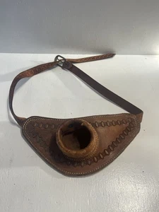 - Vintage Leder Angelrutenhalter Jugendgröße Thunfisch Schwertfisch Sammlerstück - Bild 1 von 6