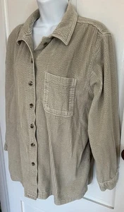 LL Bean Shirt Wide Wale Corduroy Long Sleeve Shacket Womens L Tan / Oatmeal - Picture 1 of 3