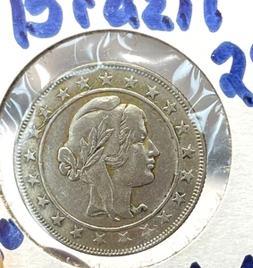 1929 Brazil 2000 Reis Coin - 50% Silver - Picture 1 of 2