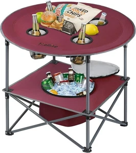 Portable Folding Camping Table Lightweight Outdoor Picnic Table Cup Holders - Picture 1 of 19