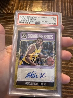Panini Donruss Signature Series 2018-19, Magic Johnson, oro negro/8 PSA 7 Foto 1 de 4