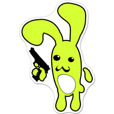 Rabbit With Gun Funny car bumper sticker decal 6" x 4"