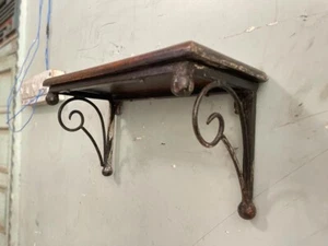 ASPECTO RECUPERADO ESTILO VINTAGE MADERA MACIZA ESTANTE COLGANTE SOPORTE DE HIERRO - Imagen 1 de 12