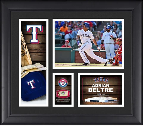 Adrian Beltre Texas Rangers Framed 15x17 Collage w/Piece of G-U Ball Cover
