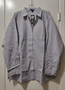 Blue Generation Women's Blue/Pink Plaid Button Up Shirt Size 3XL - Picture 1 of 3