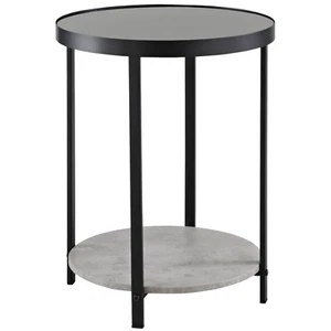 Elegante mesa auxiliar y mesa de centro negra con tapa e inferior de vidrio espejado oscuro - Imagen 1 de 3