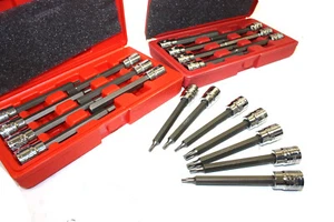 21pc 3/8" DRIVE METRIC SAE 4-1/2" EXTRA LONG SHANK HEX TORX BIT SOCKET SET - Picture 1 of 3