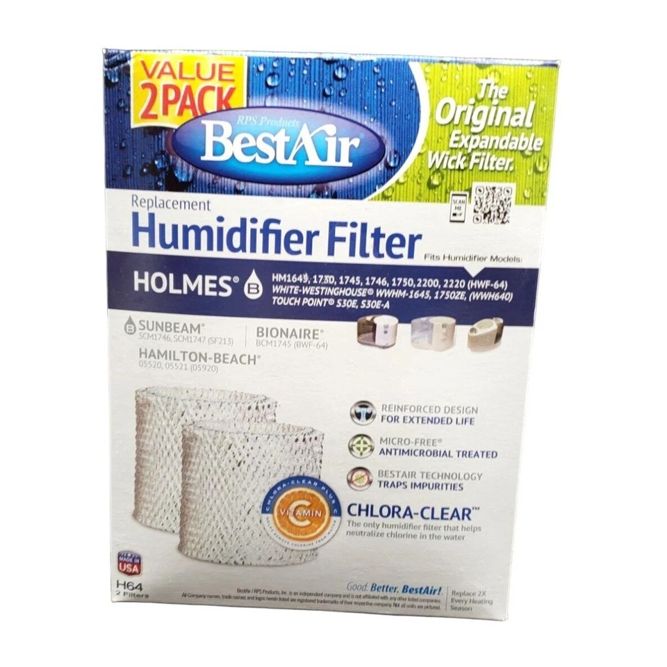 Best Air H64 Replacement Humidifier Expandable Wick Filter 2 PACK Holmes B - Image 1 of 3