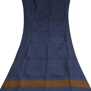 Vintage Dark Gray 100% Pure Silk Hand Woven Sari Remnant 4YD Craft Fabric Scrap - Picture 1 of 5