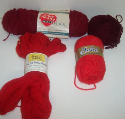 LOTE VINTAGE DE 4 Fios de Fio Fio Fio Vermelho Diferente TBC Jolie Coração Vermelho (Z100) - Imagem 1 de 2