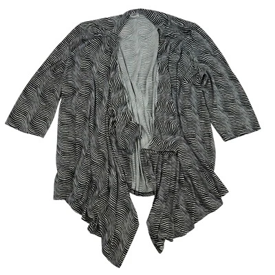 Cárdigan AVENUE Negro Blanco Estampado Cebra Frente Abierto Cascada MÁS Talla 30/32 Foto 1 de 4