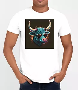 OCCHIALI DA SOLE MUCCA DIVERTENTE ANIMAL T-shirt cool retrò film vintage maglietta commedia anni 70 80 - Foto 1 di 7
