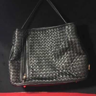 Bolso de hombro/cartera de cuero sintético negro estilo Samae (artículo #202306)-de colección Foto 1 de 4