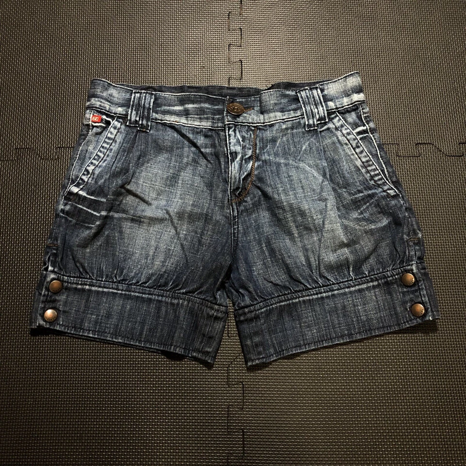 Pantalones Cortos de Denim Bordados Plisados Parte A Presión De Lujo Y2K Miss Sixty De Colección Raros Foto 1 de 4