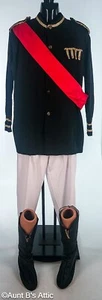 Fairytale Prince Costume 5Pc Blk Military Style Coat Wht Pants Boot Tops Sash XL - Picture 1 of 6