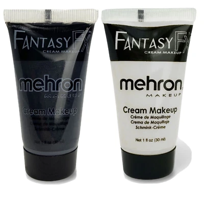 MEHRON HALLOWEEN MAQUILLAJE FFX BASE DE AGUA CREMA _JUEGO DE PINTURA FACIAL CORPORAL - BLANCO Y NEGRO. Foto 1 de 4