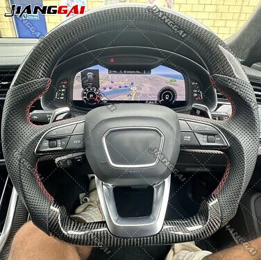 Real Carbon Fiber Perforated Leather Steering Wheel For  Audi Q7 RSQ8 SQ7 2017+ - Image 1 of 4