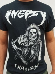 Inepsy Fast n Loud Punk n Roll Band Black T-shirt Hand Pulled Silkscreen Print - Picture 1 of 1