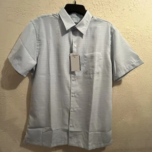 Van Heusen Mens Polo Shirt Size Medium Blue Glass Regular Fit Wicking NWT - Picture 1 of 6