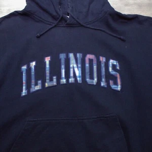 Vintage MV Sport illinois Hooded Pocketed Pullover Sweatshirt Adult Size L - Picture 1 of 4