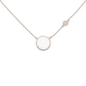Collier Halskette Perlmutt-Einlagen rund 6 Zirkonia 925 Silber rotvergoldet 45cm - Bild 1 von 2