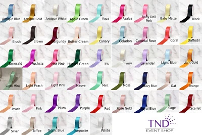 CINTA DE SATÉN 100% POLIÉSTER ROLLO DE 50 YARDAS/100 YARDAS 1/4" 3/8" 5/8" 7/8" 1,5" DE ANCHO Foto 1 de 4