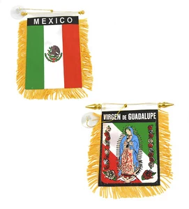 Mini bandera bandera de México, Guadalupe"" 4""x6"" taza de succión - Imagen 1 de 3