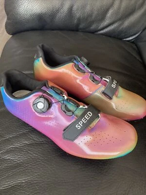 Zapatos de ciclismo SPEED para hombre talla 45 u 11 EE. UU. - azul iridiscente/rosa/amarillo BOA Foto 1 de 4