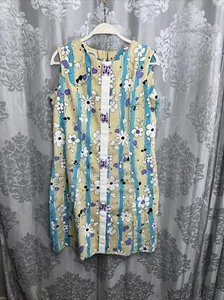 Vintage Liberty Circle A Line Floral Sleeveless Dress 60's 70's Size M Butterfly - Picture 1 of 9