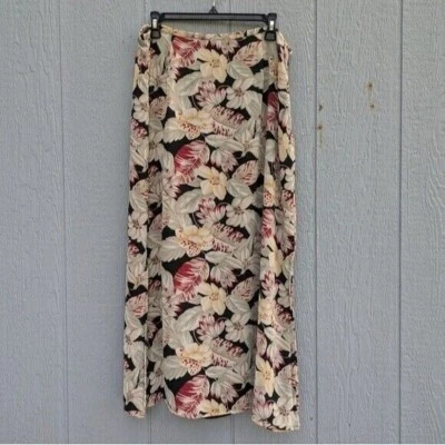 Falda midi/maxi floral de gasa Kathie Lee vintage años 90 talla 14 modestas aberturas de cabaña Foto 1 de 4