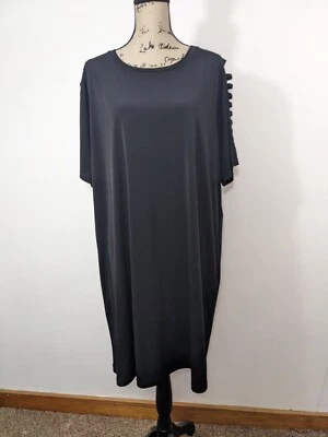 $120 NWT Michael Kors Womens 2X Dress Black Stretch Cutout Short Sleeve Logo - Image 1 of 4