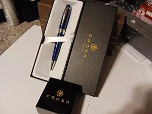 Cross Bailey Blue Lacquer and Chrome Ballpoint Pen NEW BIRTHDAY DAD MOM GIFT - Picture 1 of 5