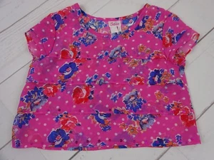 Justice Girls Pink Layered & Sparkle Size 7 100% Polyester Sheer Shirt - Picture 1 of 2