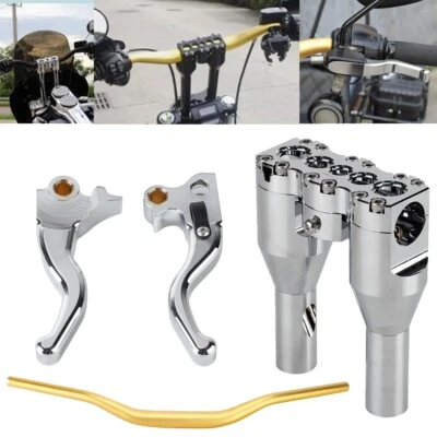 Handlebar w/ 6" + 1" Riser & 2 FINGER Handle Brake Clutch Levers Fit Harley Dyna - Image 1 of 4
