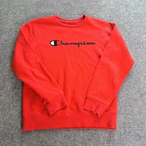 Champion Sweater Youth Size Large Red Embroidered Chest Spell Out Long Sleeve  - Picture 1 of 8