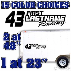 Custom Name Number Race Trailer Decal MX ATV Motocross Go Kart SX Sprint Car - Picture 1 of 2