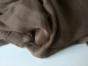 NEW French 100% Silk Brown Crinkle Chiffon Fabric 55" 139 cm Dress Scarf Coco - Picture 1 of 6