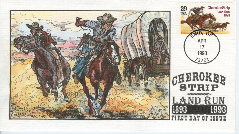 US, # 2754 Cherokee Strip, Collins Hand-painted First Day Cover Perfect!!! - Image 1 of 1