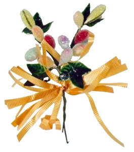 Christmas Corsage Sugar Berries Ivy Leaves Peach Ribbon Vintage #1136 - Picture 1 of 9