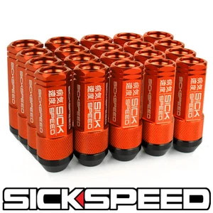 SICKSPEED 20PC ORANGE ALUMINUM EXTENDED 50MM 2 PC LUG BOLT WHEELS 12X1.5 B01 - Picture 1 of 1