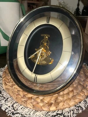 Reloj de Pared Vintage Años 80 Seiko Esqueleto Movimiento Visible QAX201G Dorado Hermoso Foto 1 de 3