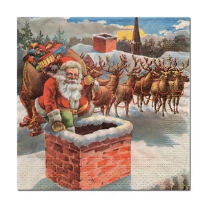 4 Servietten Napkins Serviettentechnik Weihnachten Santa Nikoaus im Kamin (193) - Picture 1 of 2
