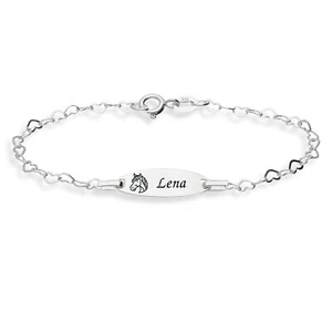 Mädchen Kinderarmband mit Pferd personalisierter Kinderschmuck mit Namen Gravur - Bild 1 von 6
