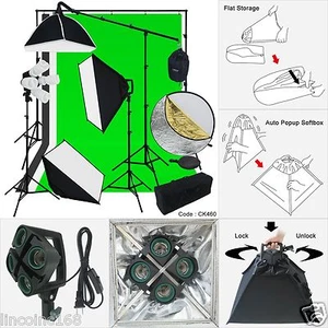Studio Lighting Backdrop Stand 3 Softbox Muslin Light Kit Flora X - Picture 1 of 11